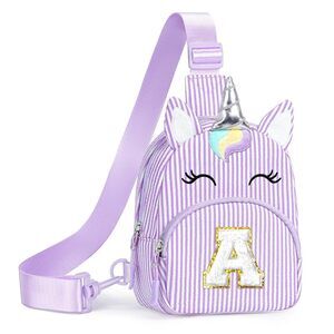 Unicorn Purse Birthday Gifts for 2 3 4 5 6 7 8 Year Old Girl, Initial